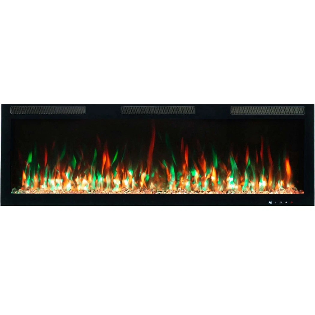 Aflamo Majestic PRO Kominek Elektryczny 152 cm (60\") - ?cienny lub Wbudowany, P?omie? LED, Czarna Szyba, Sterowanie Aplikacj? i G?osem