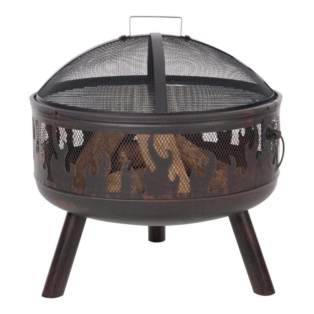 Palenisko z grillem i siatką | Red Fire | Brazier na zewnątrz | Czarny