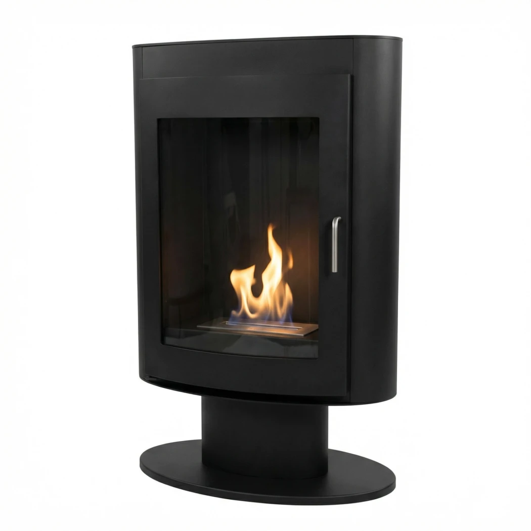 ScandiFlames - Biokominek Trenton Black na stojaku w stylu pieca - czas palenia do 6 godzin