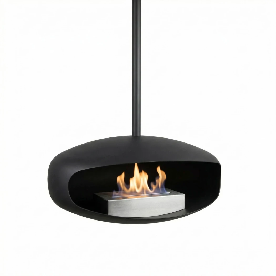 Czarny UFO-60, biokominek podwieszany Hein & Haugaard  | Biokominek-shop.pl | Kominek bioetanolu zamontowany na suficie