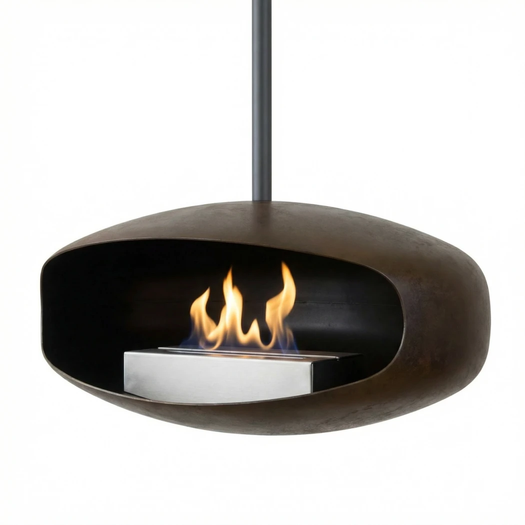 Karmelowy UFO-60, biokominek podwieszany Hein & Haugaard  | Biokominek-shop.pl | Kominek bioetanolu zamontowany na suficie