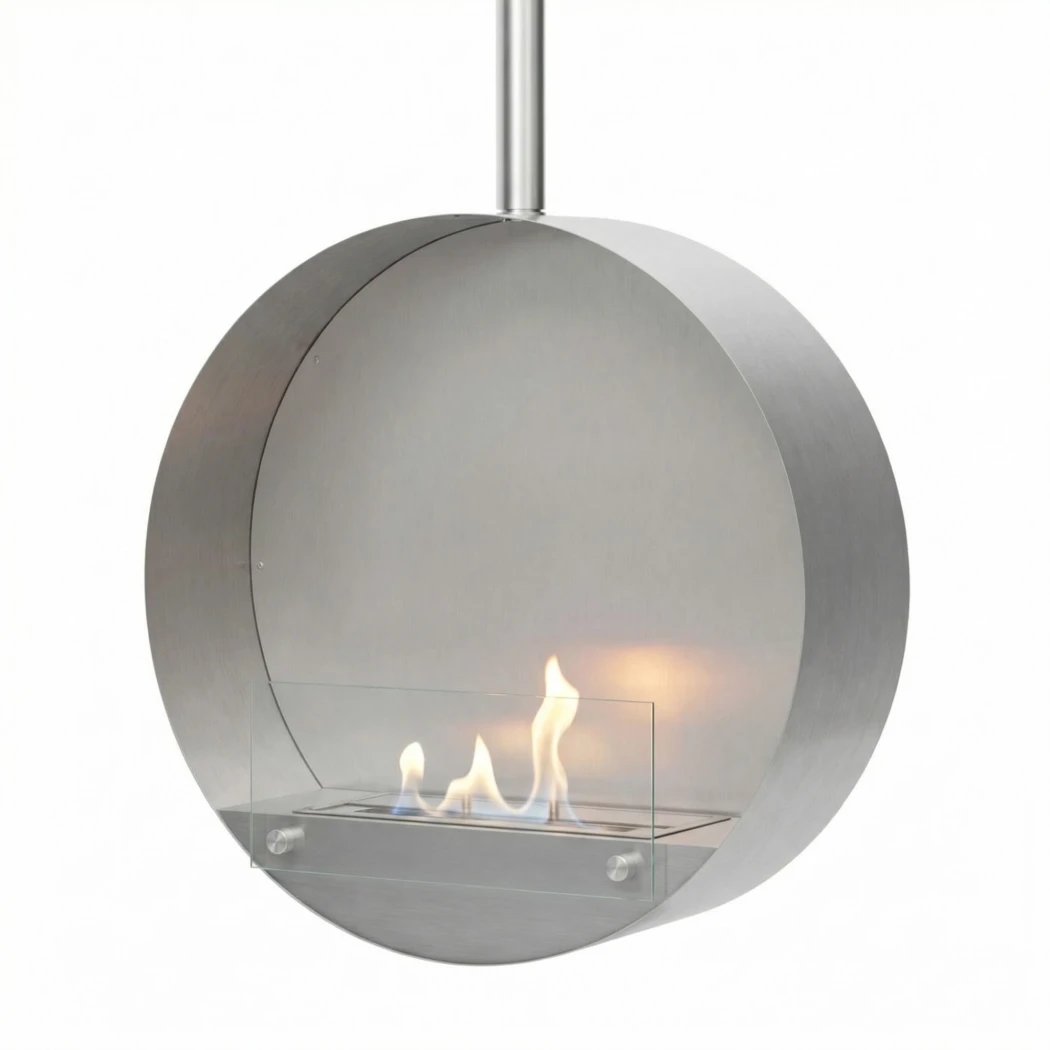 ScandiFlames - Ottawa stalowy sufitowy biokominek - 60 cm - Regulowany p?omie? i nie wymaga komina