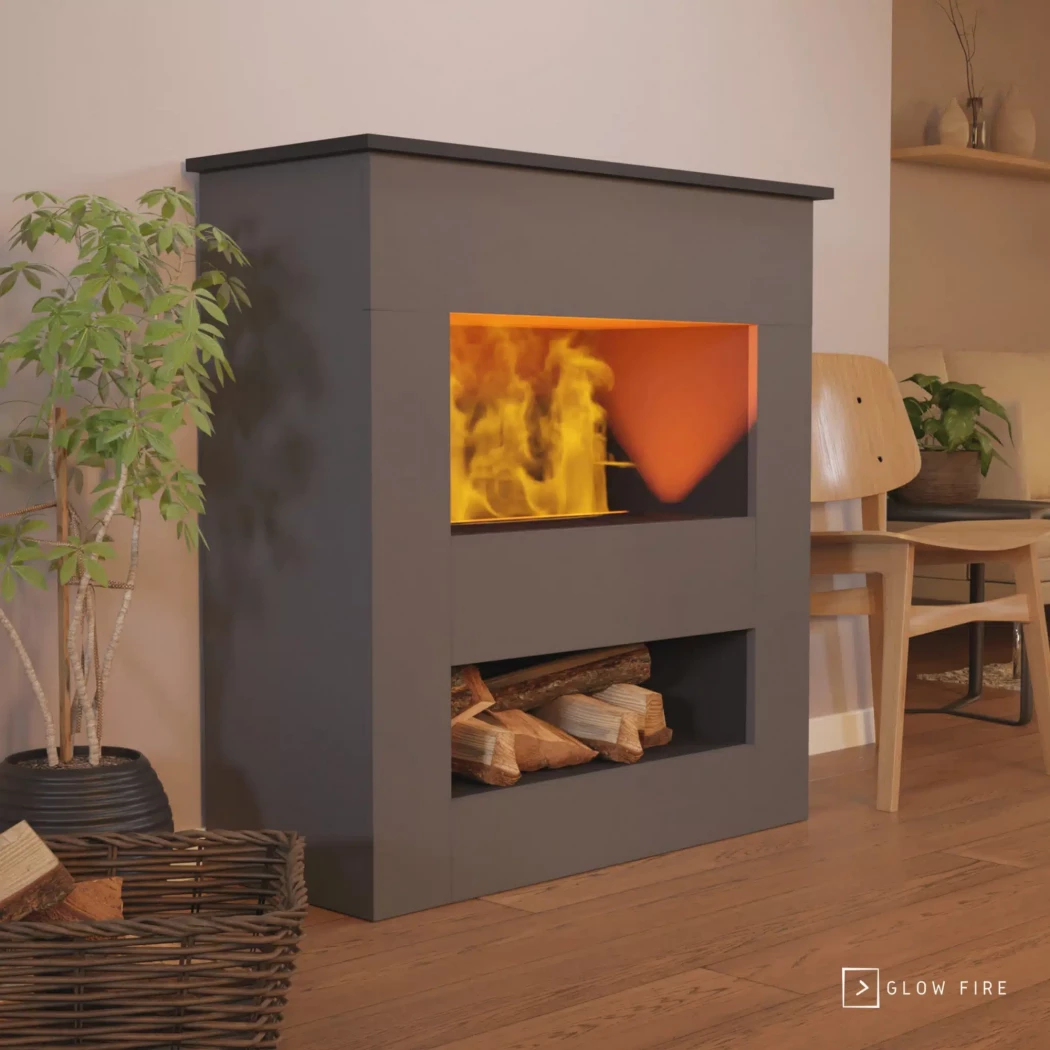 Brecht Szary - OMC 600 – Wolnostoj?cy Kominek na Par? Wodn? – Realistyczny P?omie?, Bez Wydzielania Ciep?a, Oszcz?dne Diody LED