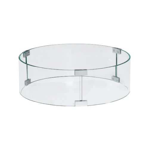 Zestaw Happy Cocooning Glass Round Ø44 – Szk?o hartowane jako os?ona przeciwwiatrowa do okr?g?ych sto?ów z paleniskiem.