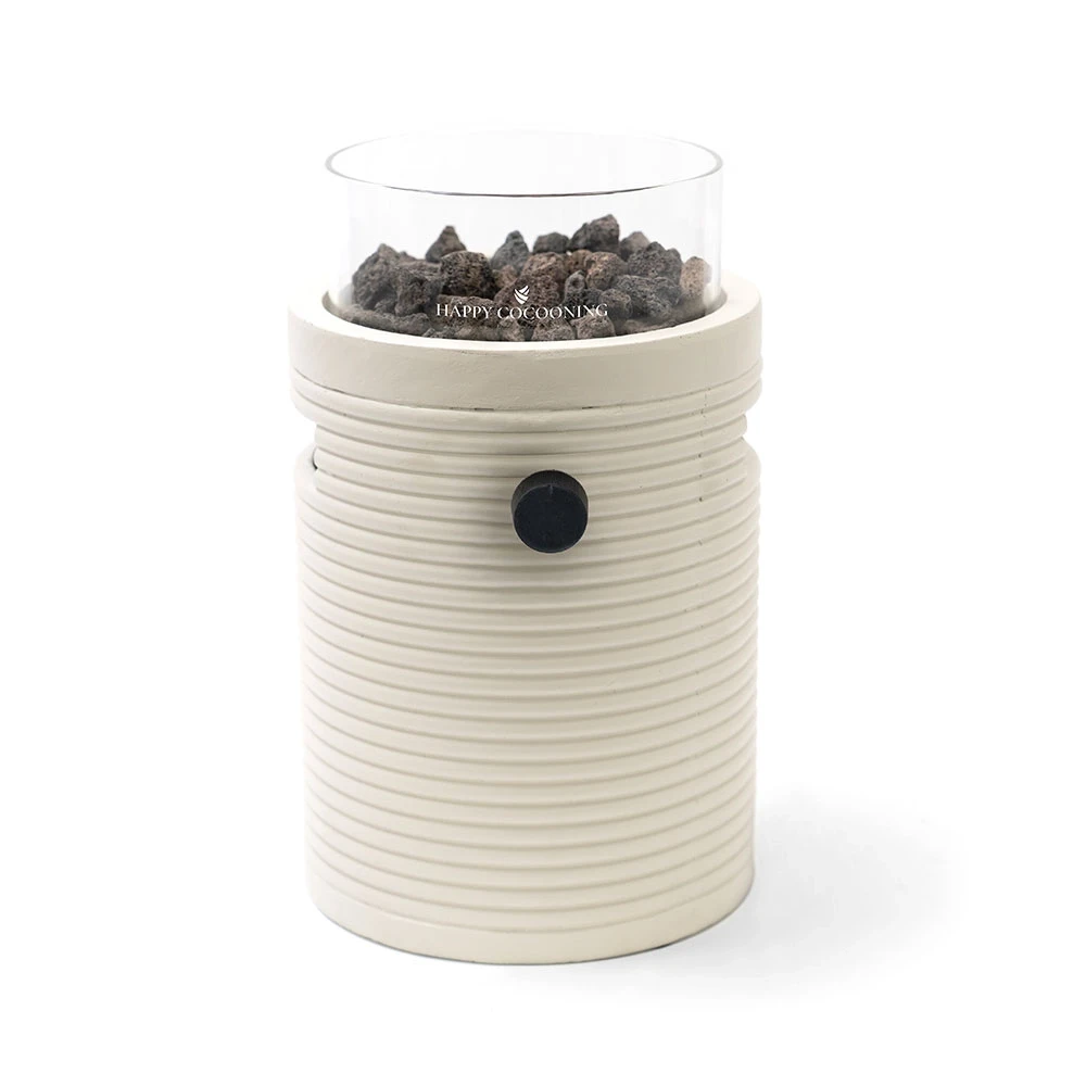 Lumi Groove Oyster Beige Kominkowy Stó? Gazowy marki Happy Cocooning – ??obiony Kompozyt 1.98 kW – Kompatybilny z EN417