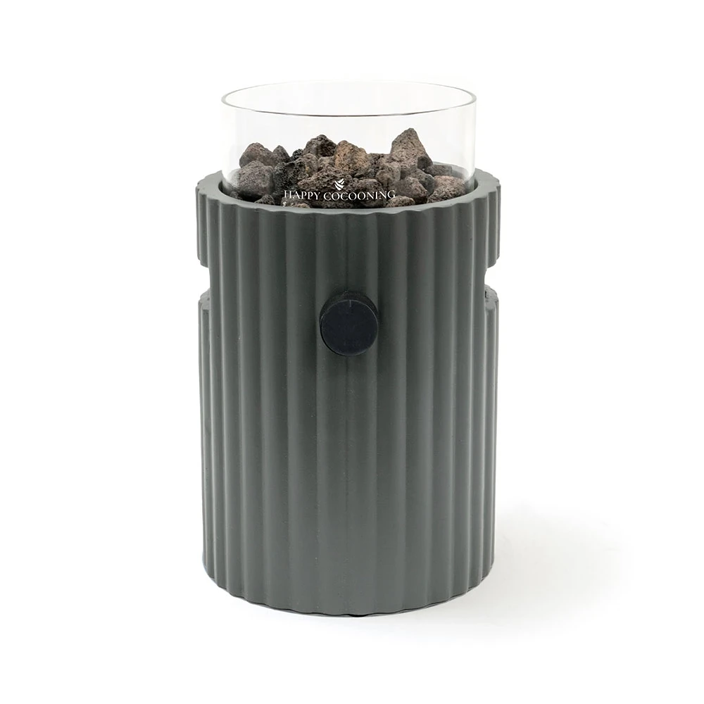 Lumi Rib Smokey Anthracite Stolikowy Kominek Gazowy od Happy Cocooning – ?ebrowany Kompozyt 1,98 kW – Kompatybilny z EN417