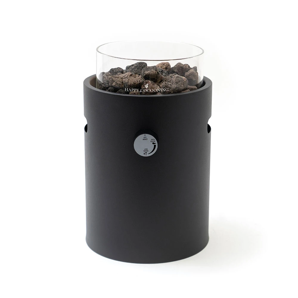 Lumi Nordic Czarny Kominek Gazowy na Stó? od Happy Cocooning – Stal Malowana Proszkowo 1,98 kW – Zgodno?? z EN417