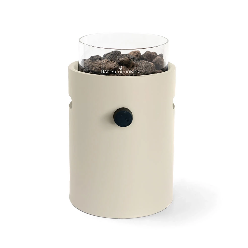 Lumi Oyster Beige Stolikowy Kominek Gazowy od Happy Cocooning – Stal Malowana Proszkowo 1,98 kW – Kompatybilny z EN417