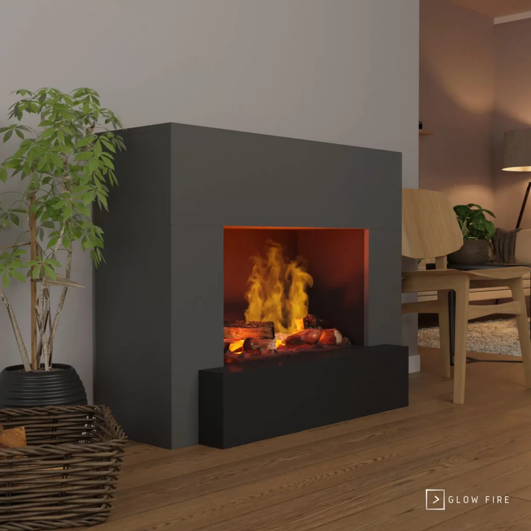 Glow Fire Hauptmann Grey - OMC 600 | Wolnostoj?cy Kominek na Par? Wodn? – 90 cm x 110 cm x 45 cm