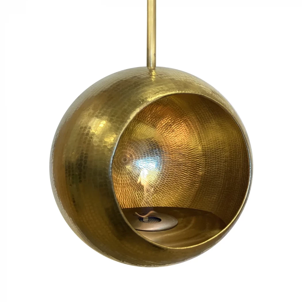 Hein & Haugaard - Helios sufitowy biokominek - R?cznie wykonany kominek z polerowanego mosi?dzu - W zestawie pr?t sufitowy i uchwyty