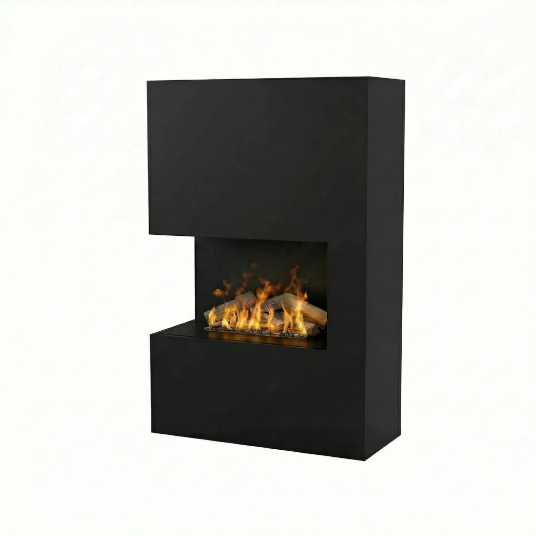 Glow Fire Tucholsky Right Corner Black - OMC 600 | Wolnostoj?cy kominek na par? wodn? – 91 cm x 150 cm x 35 cm