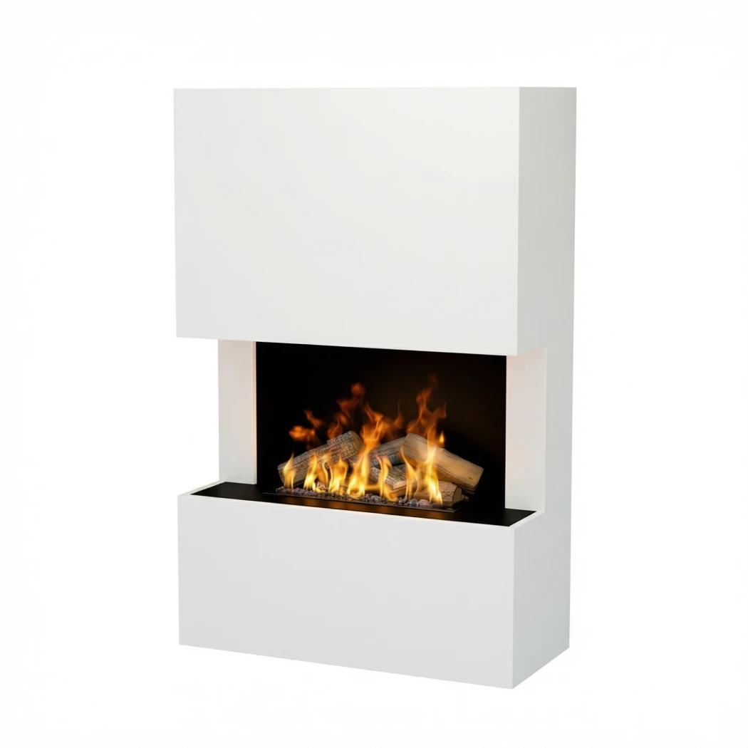 Glow Fire Tucholsky 3-stronny Bia?y - OMC 600 | Wolnostoj?cy Kominek na Par? Wodn? – 91 cm x 150 cm x 35 cm