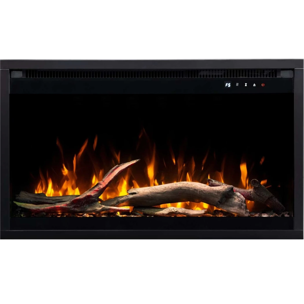 Aflamo 3D wk?ad kominka elektrycznego 90 cm (35") – zabudowany, p?omie? LED, migocz?ce ?ar, aplikacja Smart, 1500 W