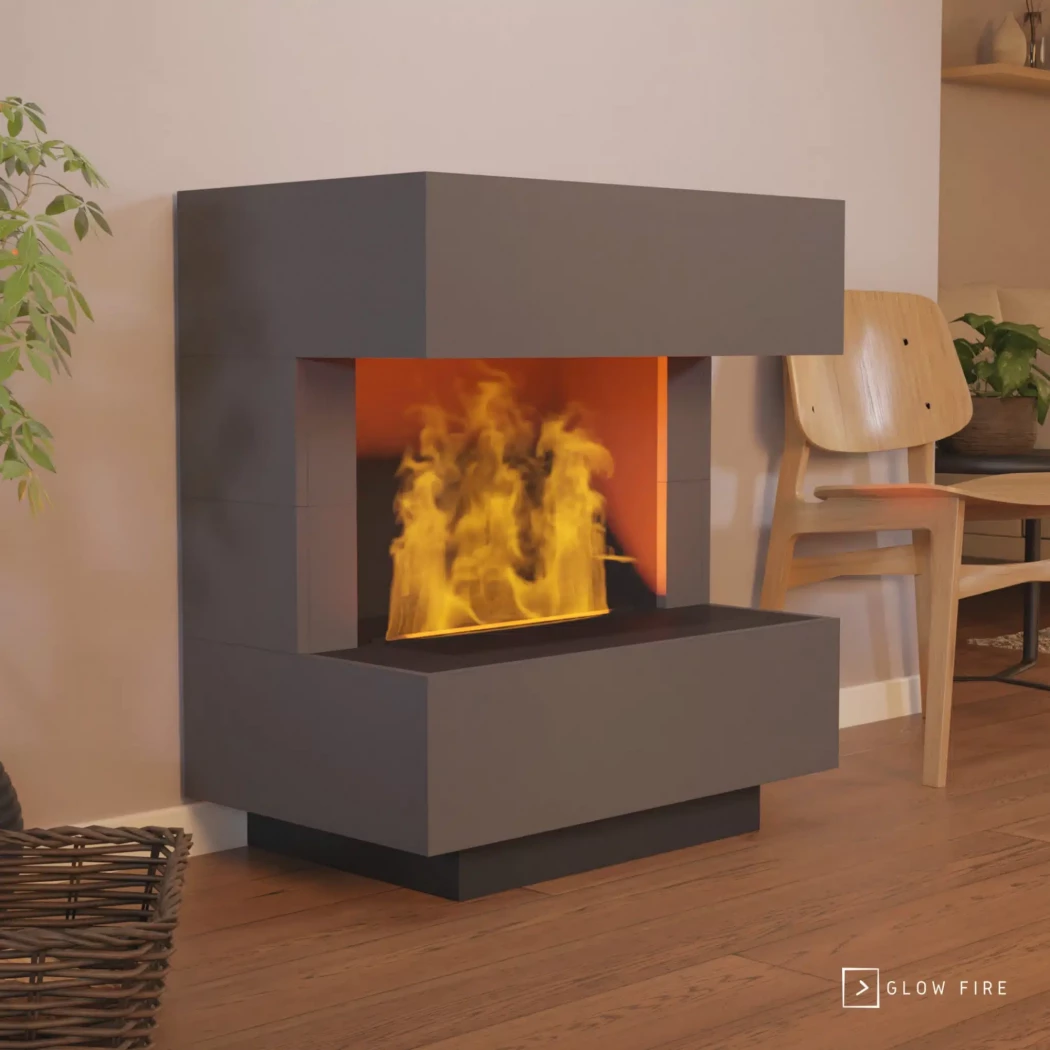 Glow Fire Kleist Grey - OMC 600 | Wolnostoj?cy kominek na par? wodn? – 90 cm x 50 cm x 80 cm