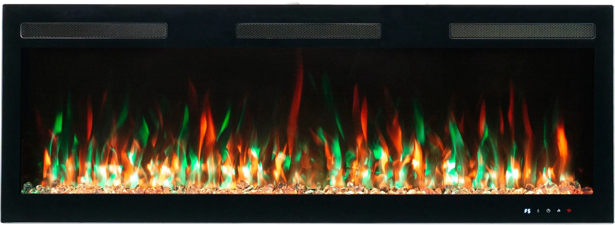 Aflamo Majestic PRO Kominek Elektryczny 183 cm (72") – Do Zabudowy lub Na?cienny, Czarna Szyba, P?omie? LED, Aplikacja Smart, 1500 W