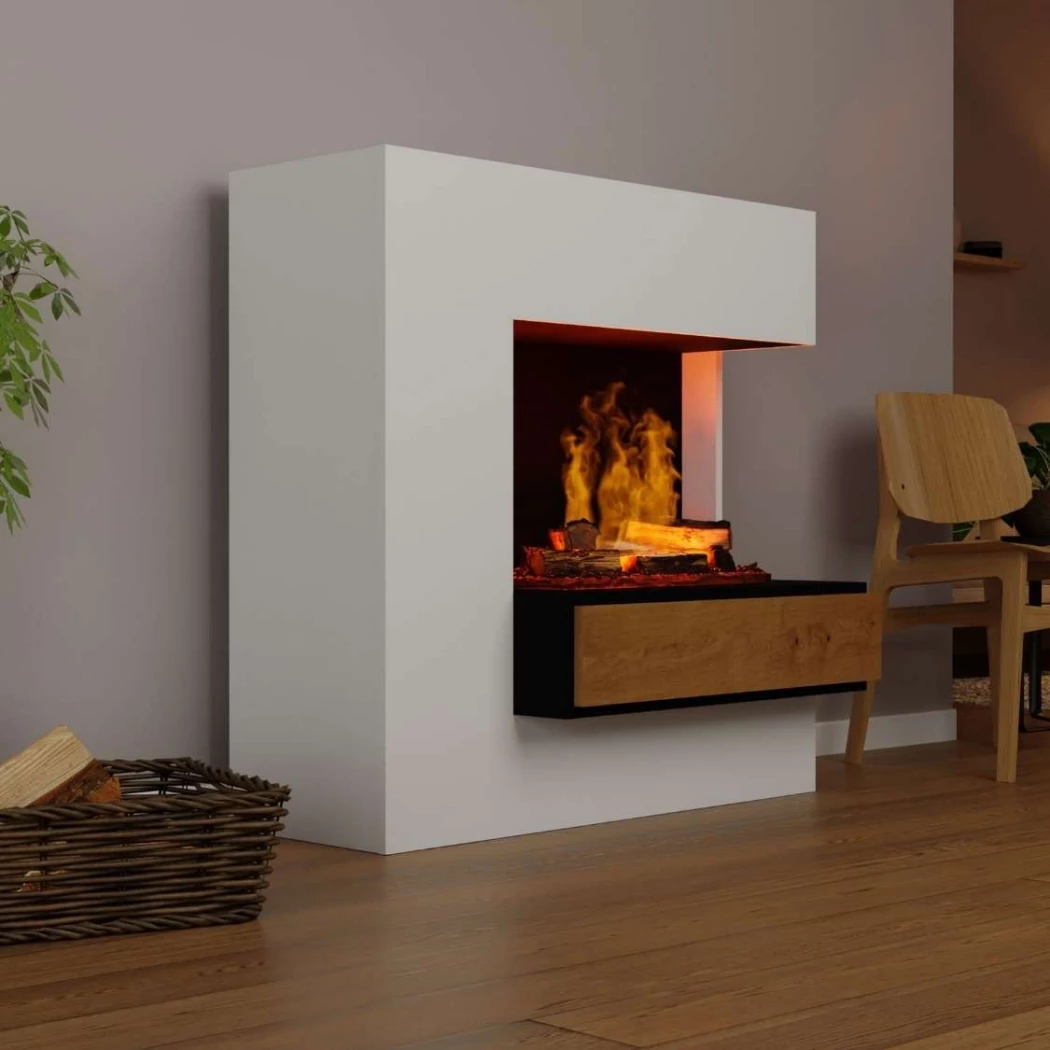 Glow Fire Planck Tall Right-Sided - OMC 600 | Wodna para kominkowa wolnostoj?ca – 110 cm x 109 cm x 53 cm
