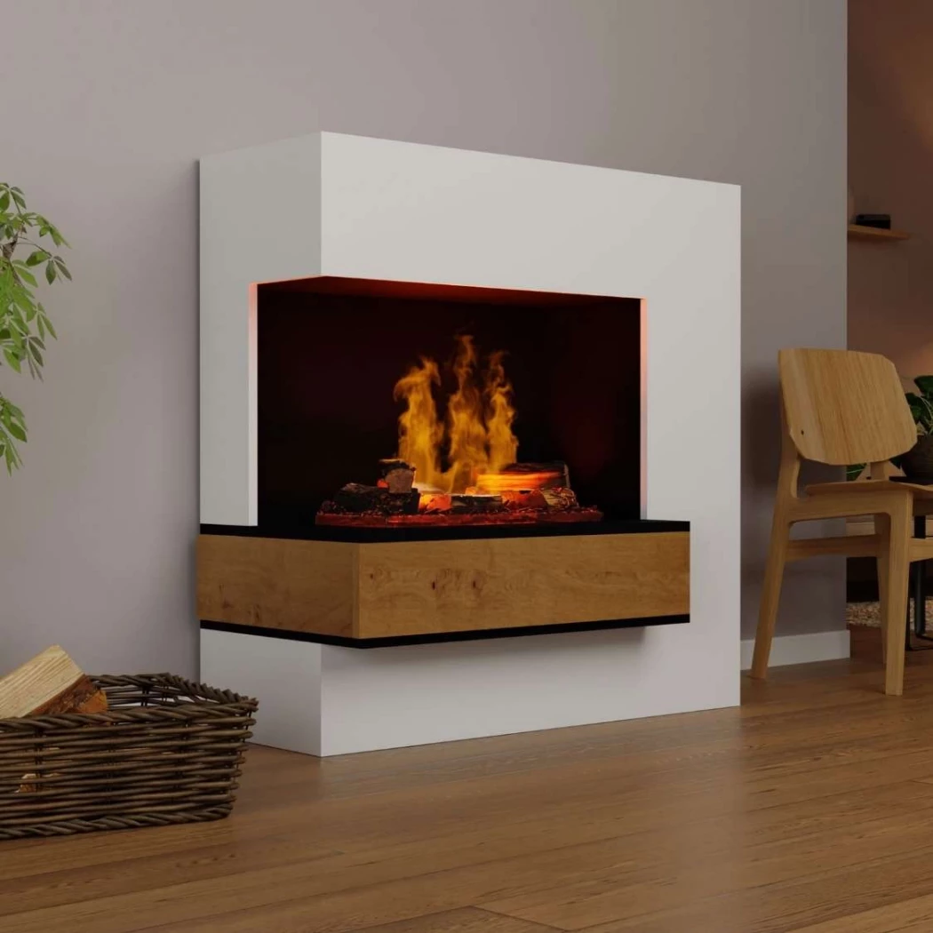 Glow Fire Planck Tall Left-Sided - OMC 600 | Wolnostoj?cy Kominek na Par? Wodn? – 110 cm x 109 cm x 53 cm