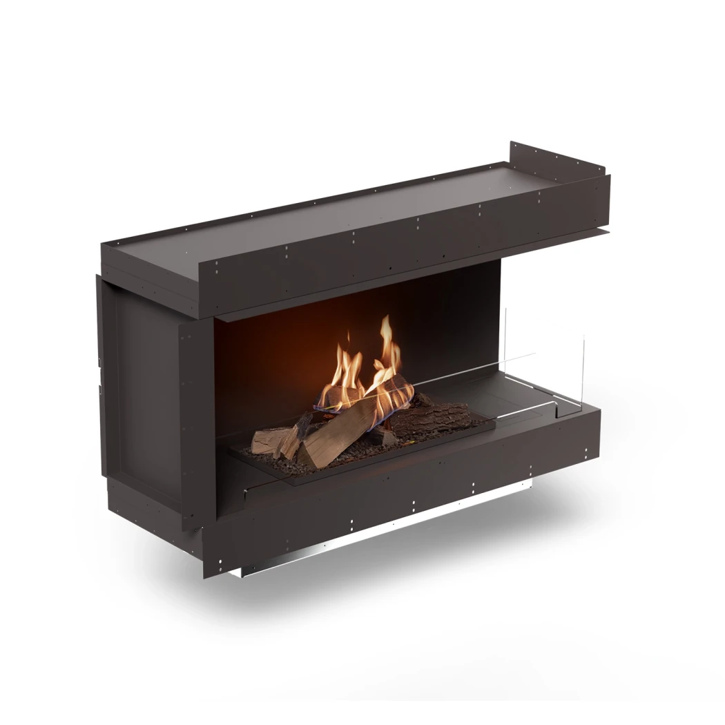 Planika Forma 1200 Prawy Naro?nik – Wbudowany Naro?ny Kominek na Bioetanol | Palnik FLA4 990 z K?odami, Efekt P?omienia FLOGS