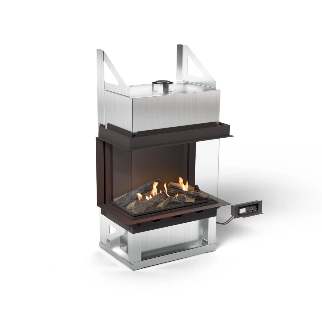Planika Sono Trójstronny Kominek na Bioetanol – Z przeszklon? obudow?, 9,5kW, Palnik BEV, Czarny Wyko?czenie