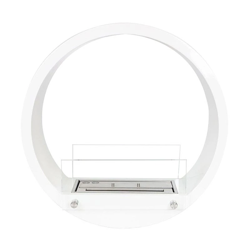 ScandiFlames - Okr?g?y unikalny biokominek w kolorze bia?ym do monta?u na ?cianie - Czas palenia do 4 godzin - Bez dymu, sadzy i popio?u