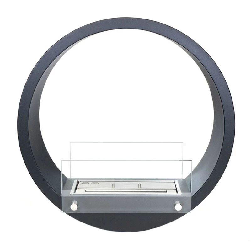 ScandiFlames - Okr?g?y unikalny biokominek na bioetanol w kolorze czarnym do monta?u na ?cianie - ?atwy w instalacji i utrzymaniu