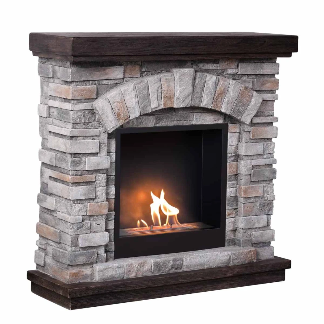 Wolnostoj?cy biokominek Ask od ScandiFlames – obudowa z polystone o efekcie ceg?y z wk?adem Surtur 18", do 3 kW mocy grzewczej