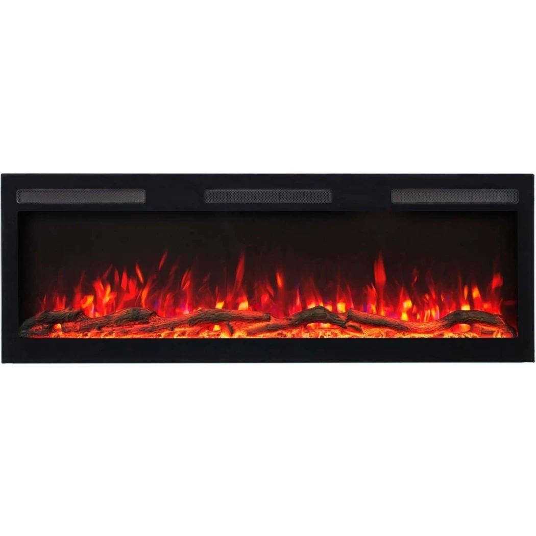 Elektryczny kominek Aflamo Majestic PRO 107 cm (42") – wbudowany lub na?cienny, czarne szk?o, p?omie? LED, sterowanie aplikacj?