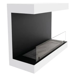 Dakota - Biokominek ścienny trójstronny 80 cm, biały