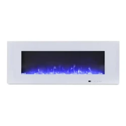Azurite 127 cm - Biały Kominek Elektryczny Montowany na Ścianie